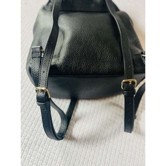 Barneys New York Black Leather Backpack Drawstring Flap Gold Hardware Lettering - Picture 9 of 16
